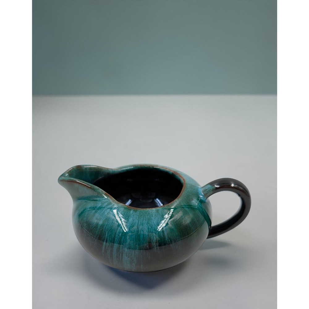 Studio Art Pottery Creamer Pitcher Blue Green Drip Glaze Handmade North Georgia